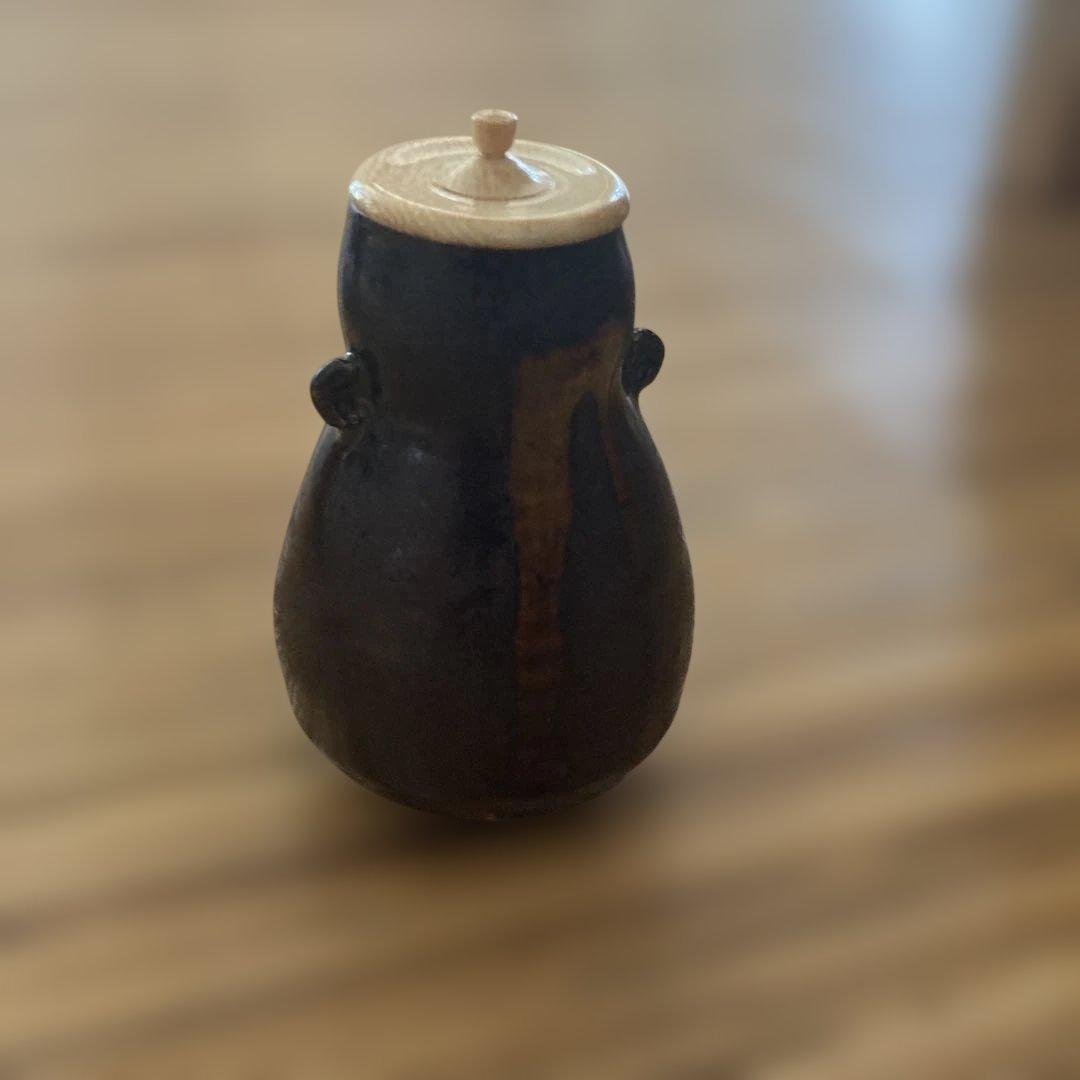 茶入れ 陶器製 木箱付き（古瀬戸)