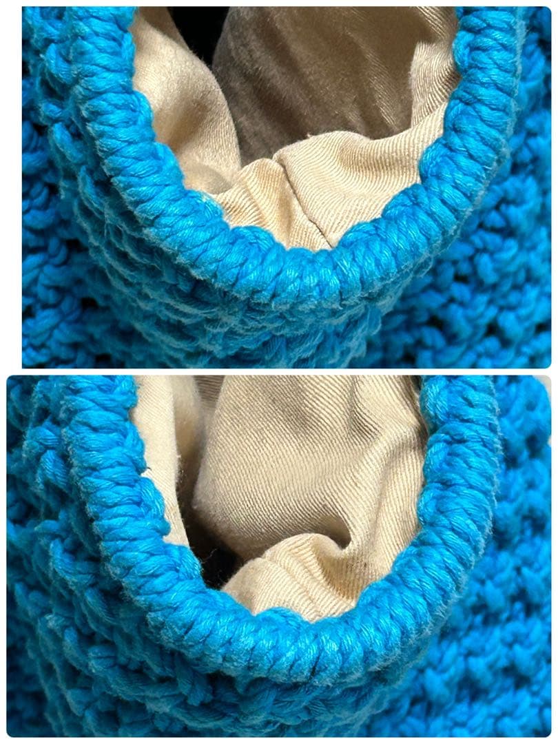 ラルフローレン　カーフ レザー コットン ニット 編み込みトートバッグ