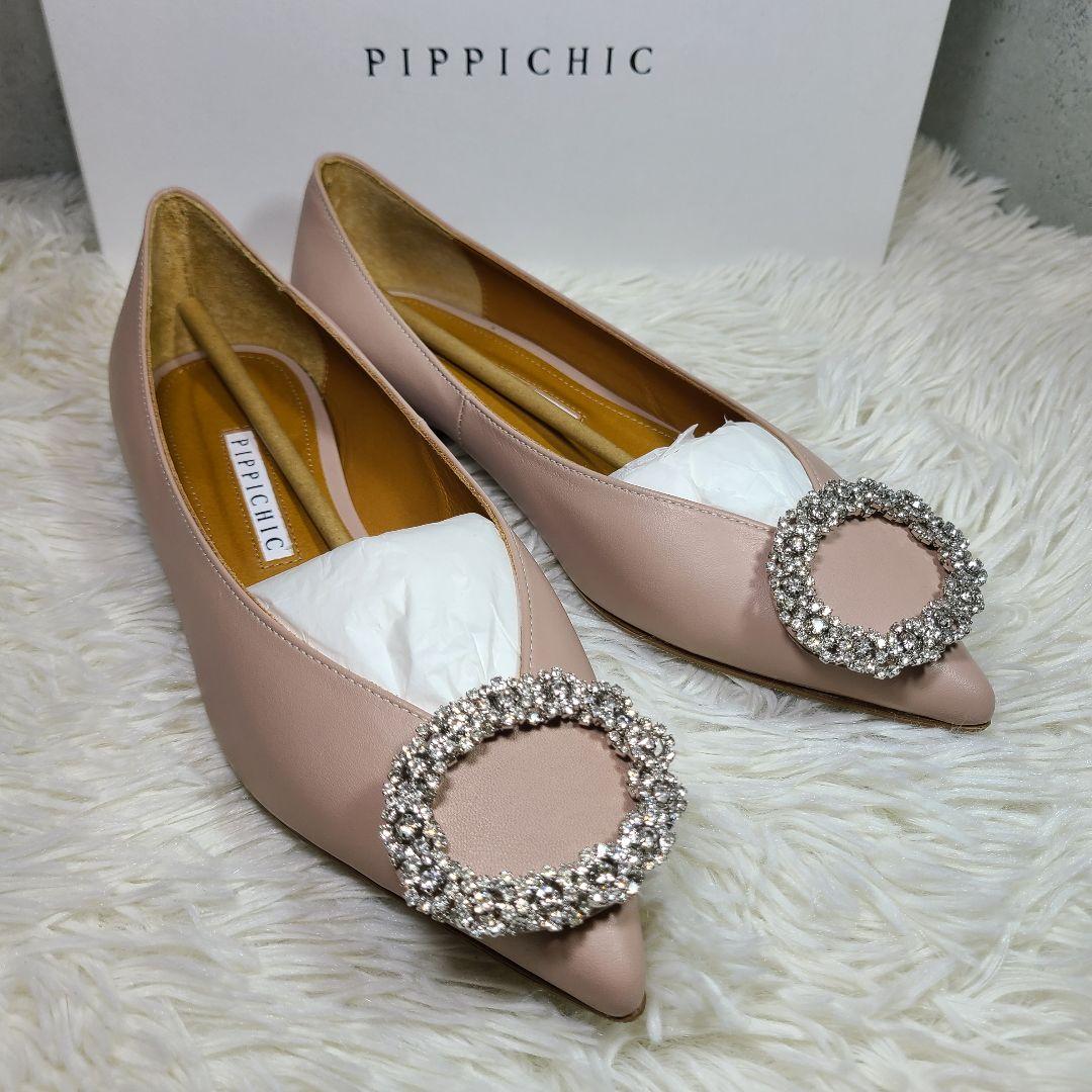 【PIPPICHIC】ピッピシック　ビジューVカットフラットパンプス