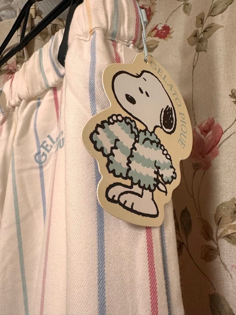 ジェラートピケ PEANUTS スヌーピー ストライプネルロングパンツ