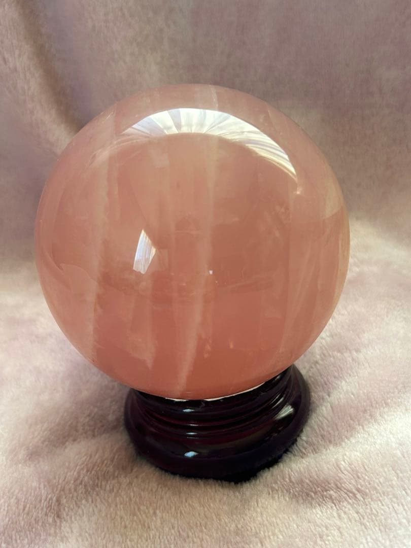 【天然石】マダガスカル産 スター ディープローズクォーツ おまけ台座付き 大玉