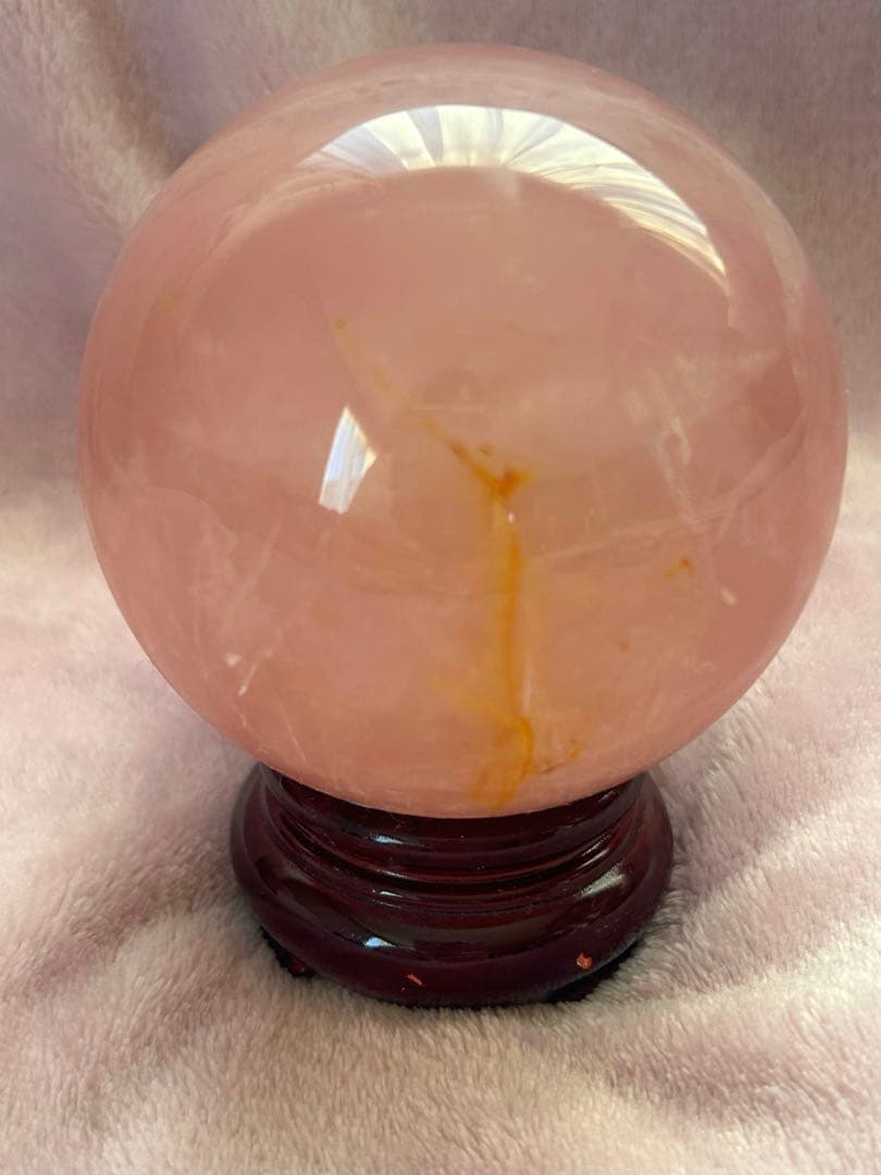 【天然石】マダガスカル産 スター ディープローズクォーツ おまけ台座付き 大玉