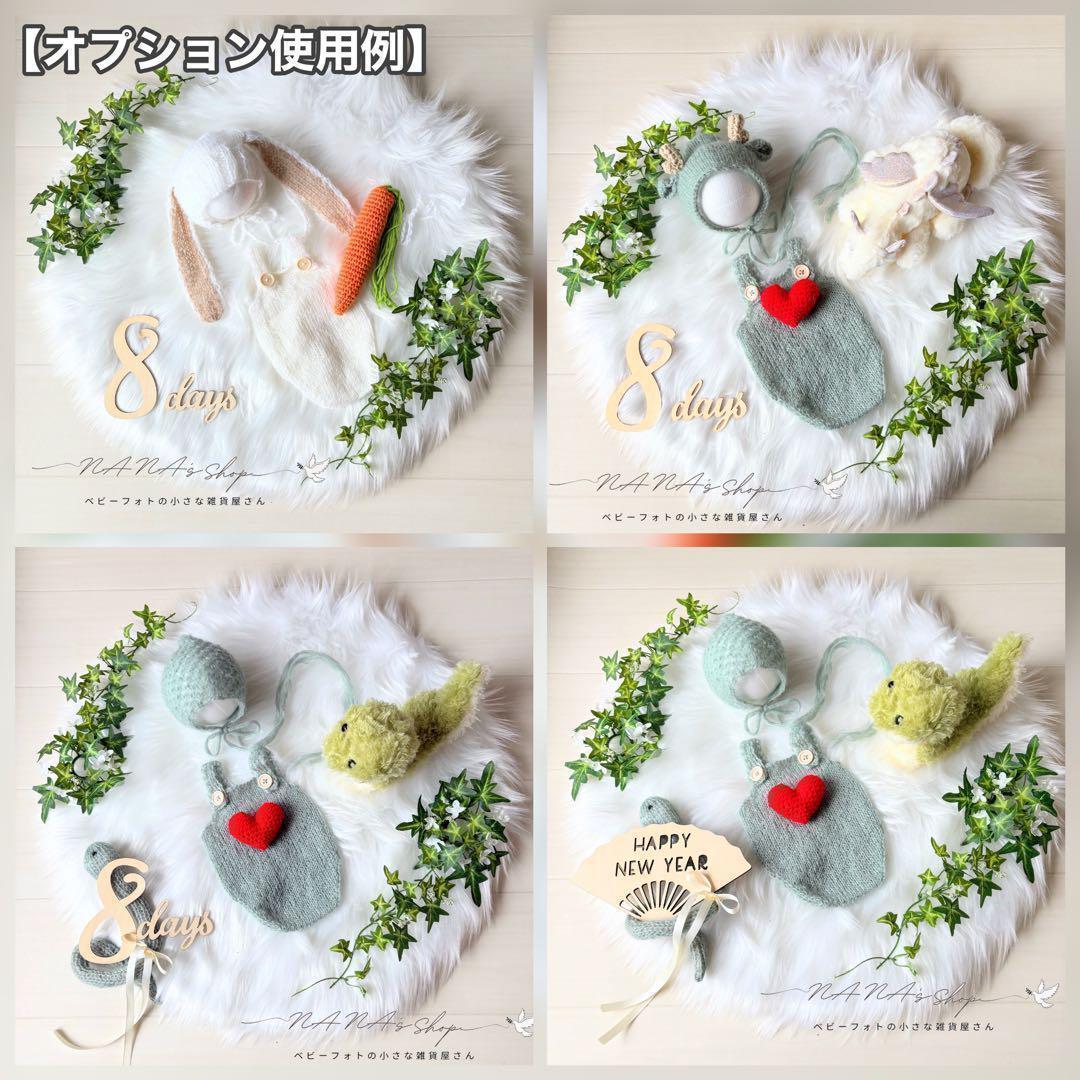 手編み風かごセット【透かし編み緑へび】♪ニューボーンフォト撮影衣装 小道具　干支