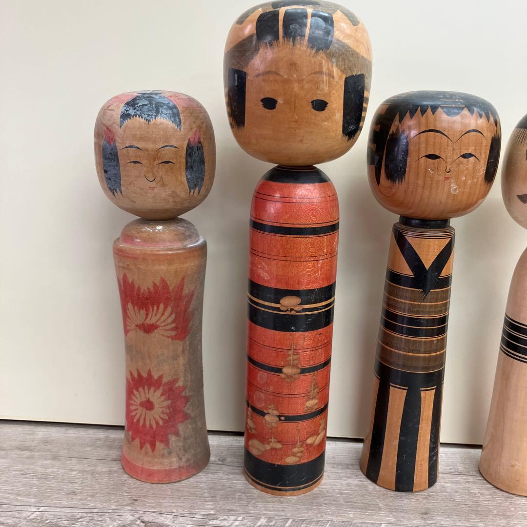 D-3 昭和レトロ 木製 こけし 小芥子 9体セット まとめ売り 日本人形