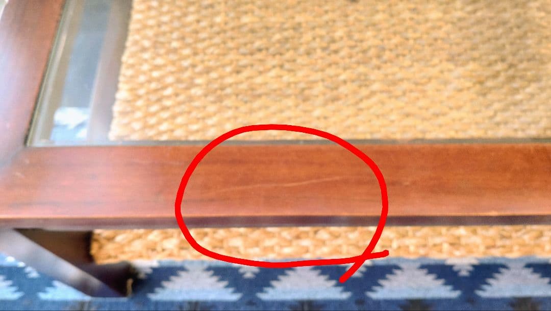 GRACENOTE ウォーターヒヤシンス×マホガニー ガラステーブル