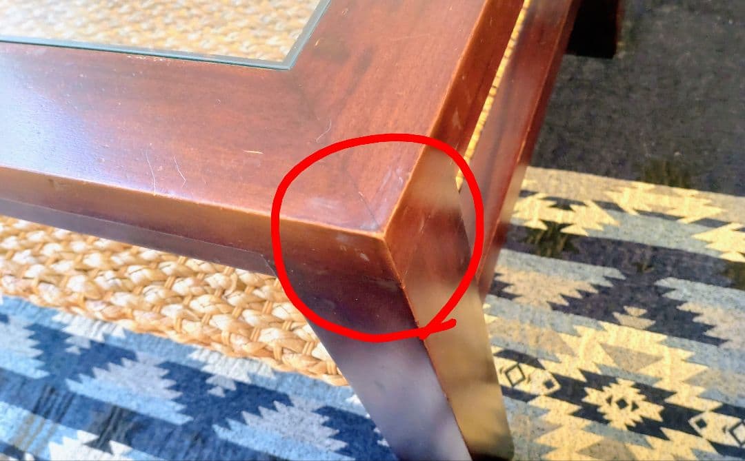 GRACENOTE ウォーターヒヤシンス×マホガニー ガラステーブル