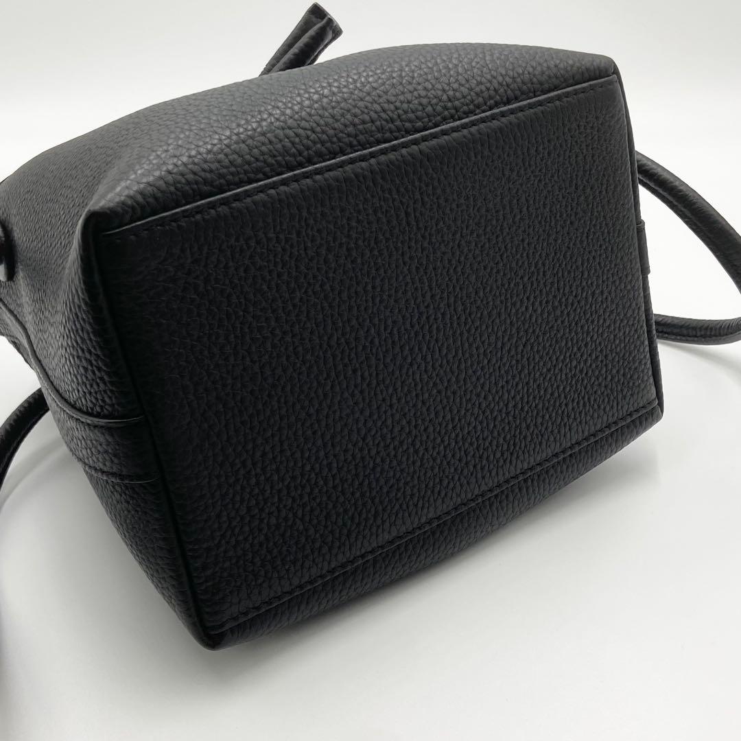 極美品　VASIC BOND MINI ハンドバッグ　巾着　レザー　ブラック