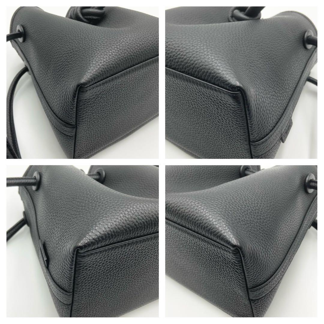 極美品　VASIC BOND MINI ハンドバッグ　巾着　レザー　ブラック