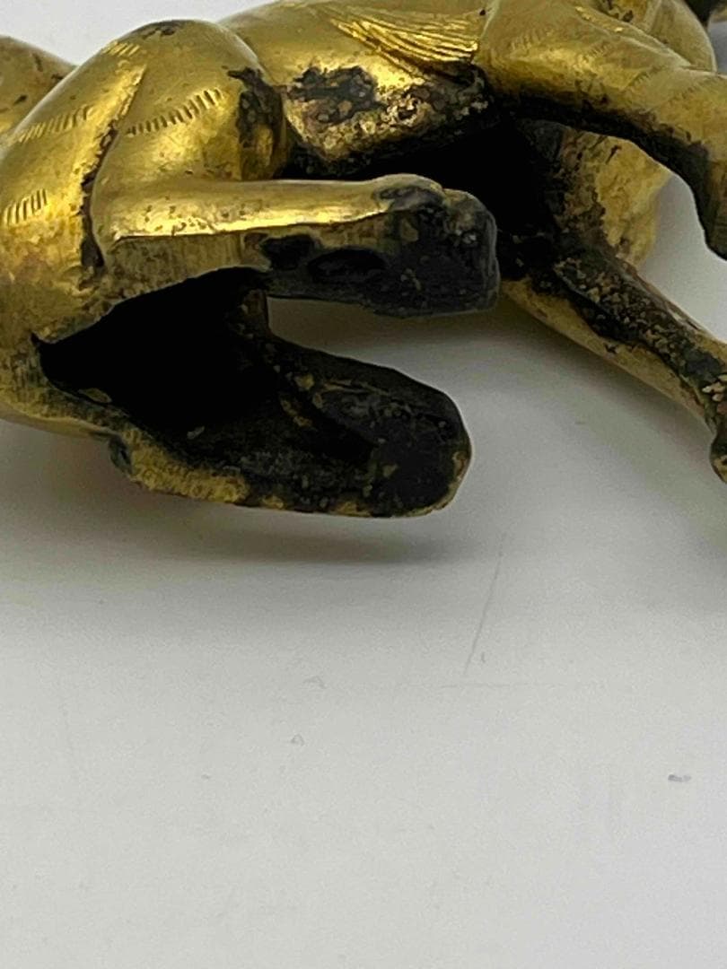 唐時代　金銅獅子 铜鎏金 唐物　金銅仏具 唐物　時代物　仏教用品(B-104②)