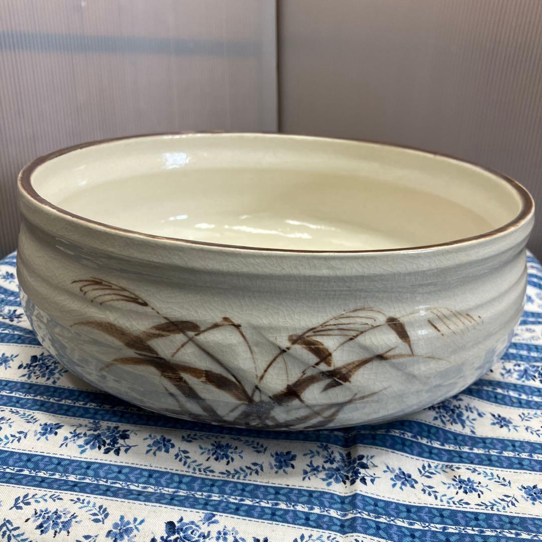 骨董品　茶道具　水差　志野平水指　掻合塗割蓋　加藤五陶　造　共箱　S460HMS