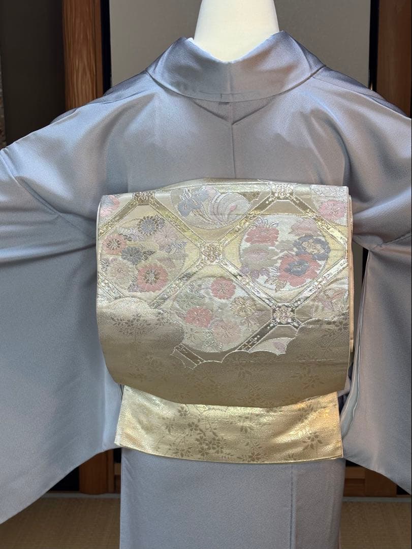 正絹訪問着4点フルセット 訪問着　袋帯　帯締め　帯揚げ