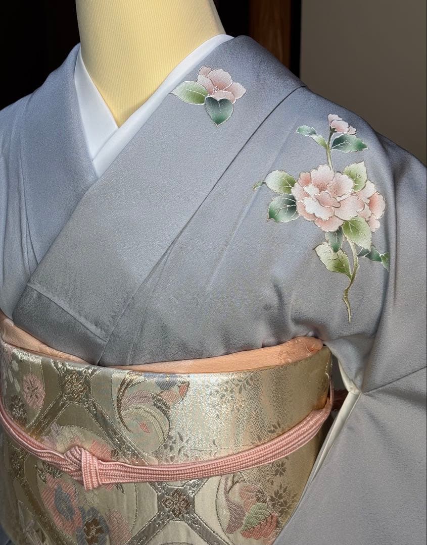 正絹訪問着4点フルセット 訪問着　袋帯　帯締め　帯揚げ