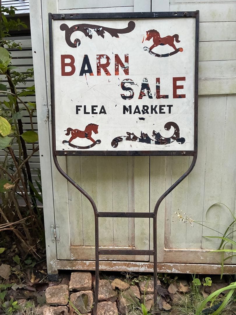 アンティーク　大きな　サイン　プレート　立て　看板　道路　標識　広告　アメリカ