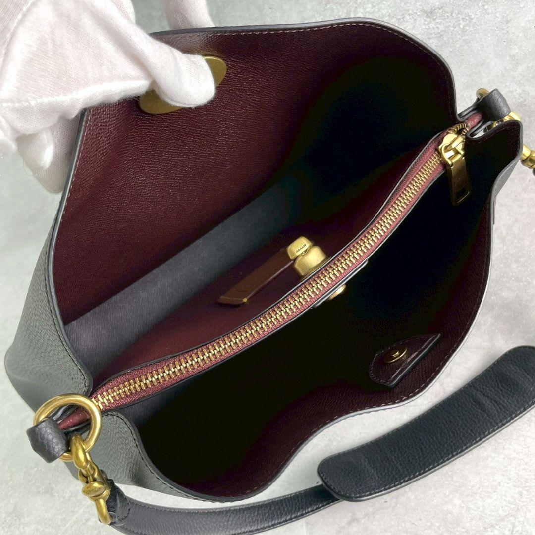 極美品 コーチ ウィロウ 2way ショルダーバッグ ビジネスバッグ レザー 黒