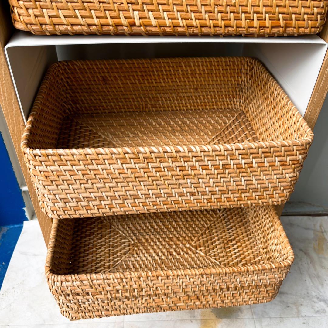 取付無料！無印良品 スタッキングシェルフ 3段 コの字棚・ラタン引き出し付き✨