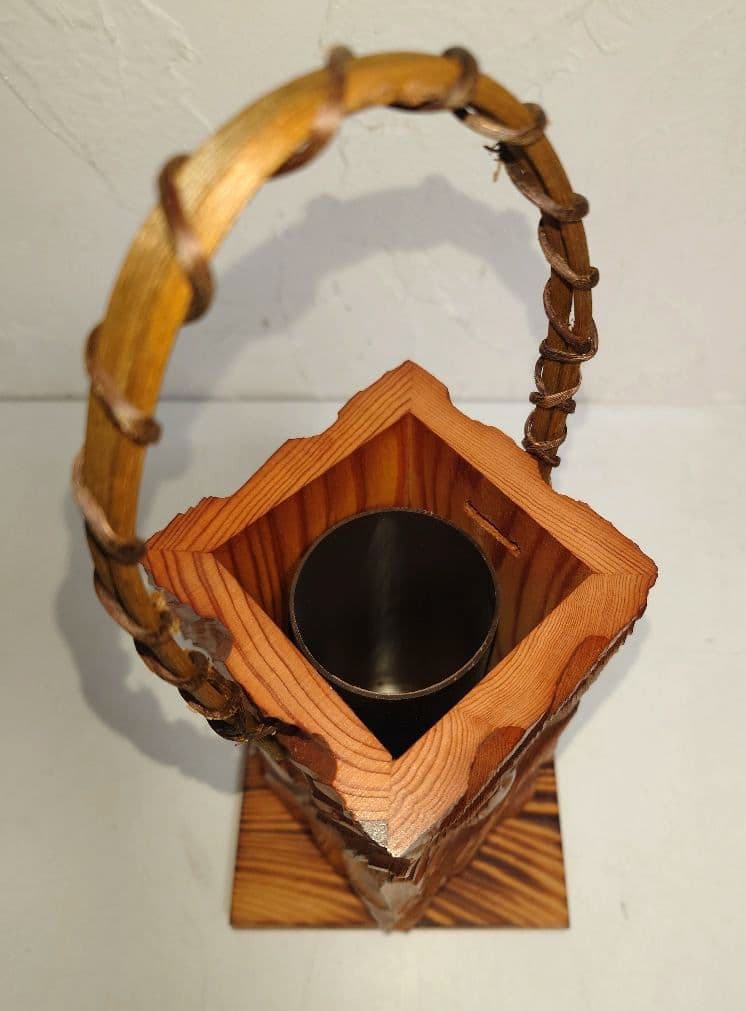 【6点】木製花器 竹細工 一輪挿し 工芸 茶道具フラワースタンド 古道具 カゴ