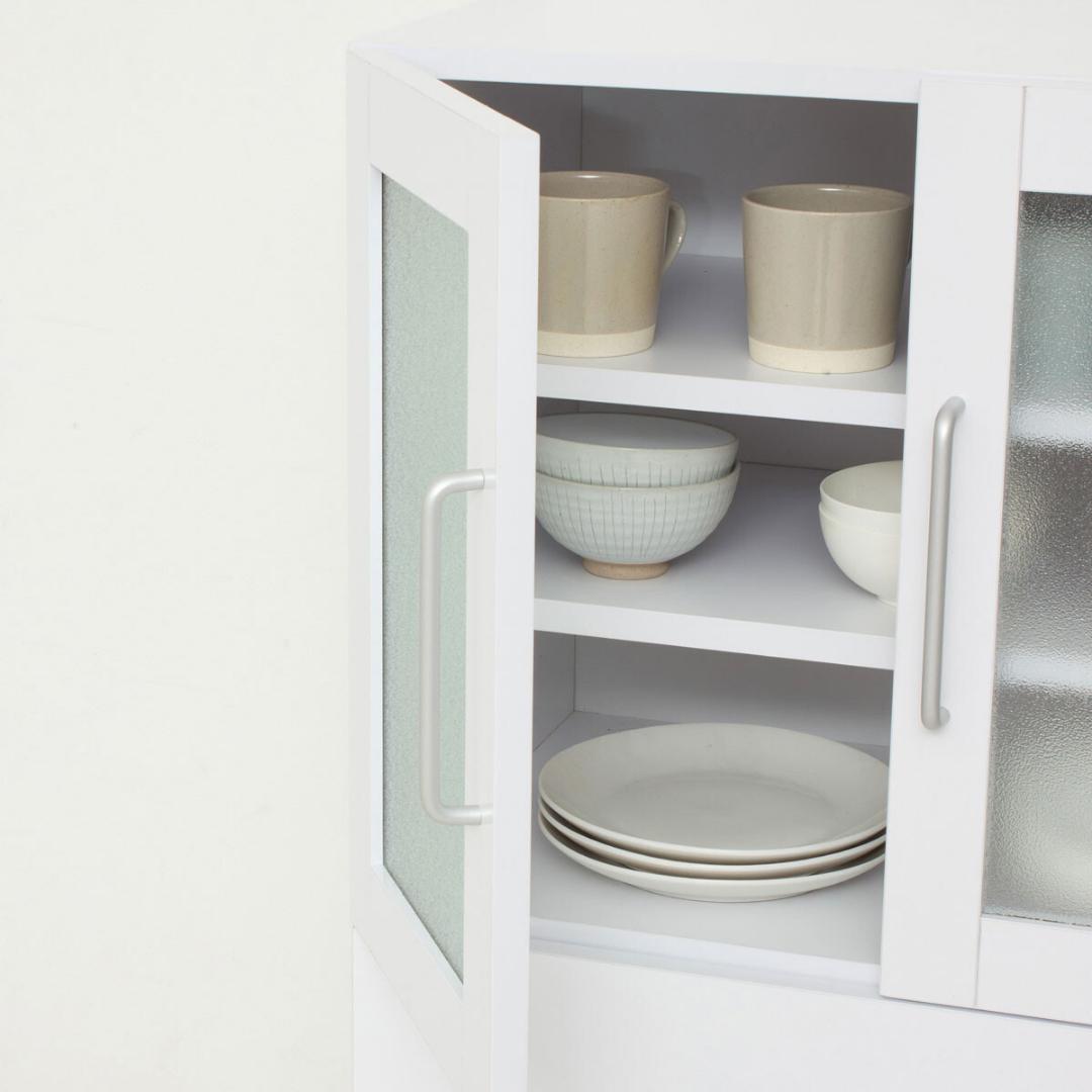 ヌーヴォー　食器棚　サイズ60-120　収納棚　鏡面メラミン仕様　背面化粧仕上げ