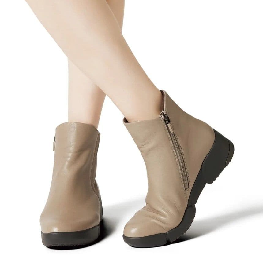 fitfit 新品24.5cm◆ソフトレザーミドルブーツ （ブラック）