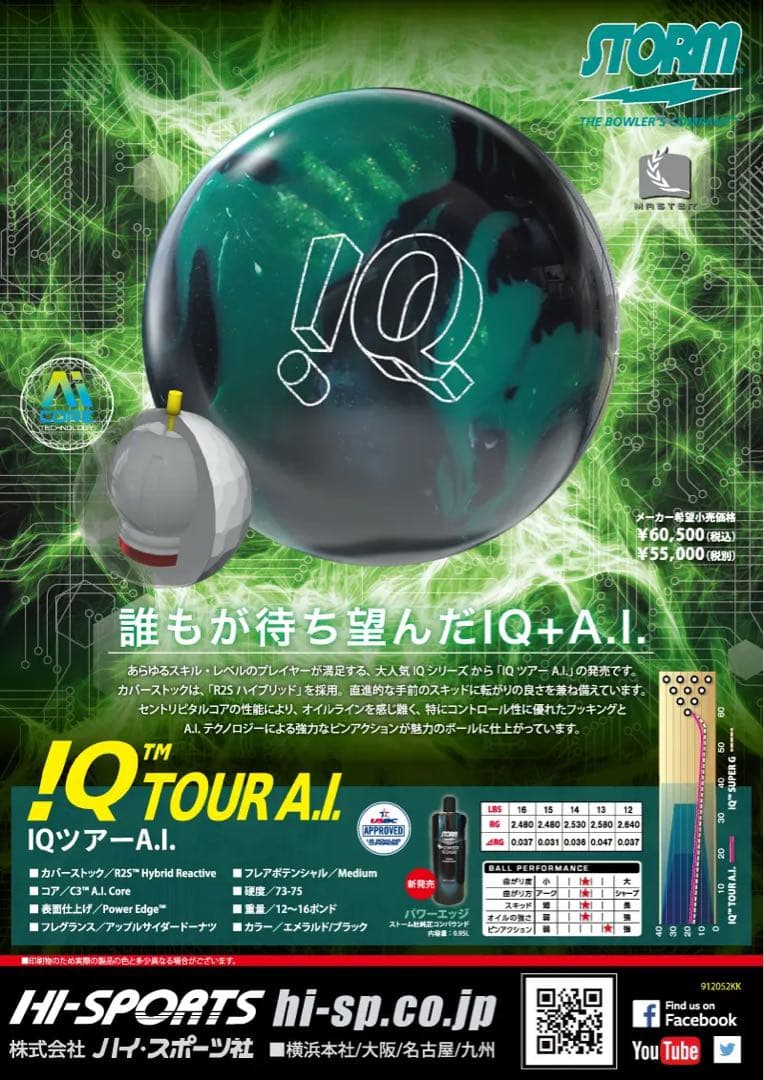 送料込み【新品】IQツアーA.I.　ストーム　15ポンド3オンス　18