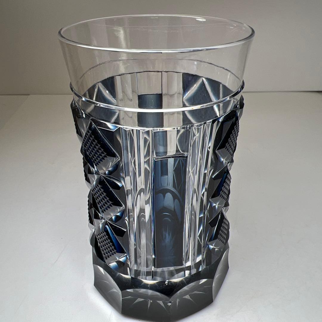 薩摩切子　島津磯斉　色被せ切子ガラス　タンブラー　共箱　東Y7-1205☆2F