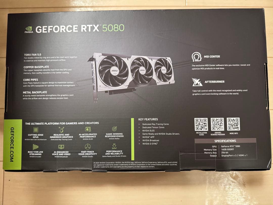 MSI GeForce RTX 5080 16G VENTUS 3X OC 新品