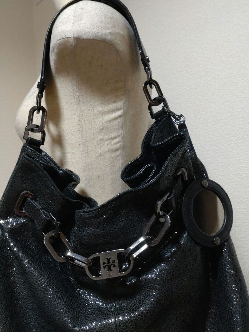 USED★トリーバーチ★肩掛けバック★黒ラメ