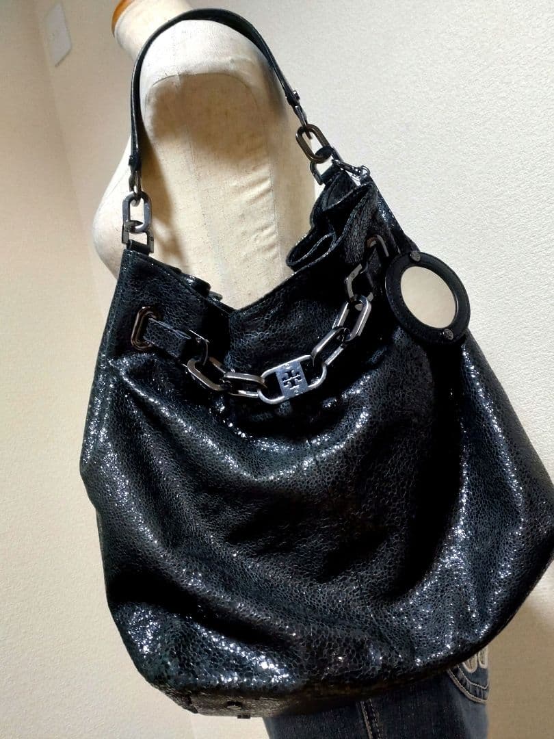 USED★トリーバーチ★肩掛けバック★黒ラメ