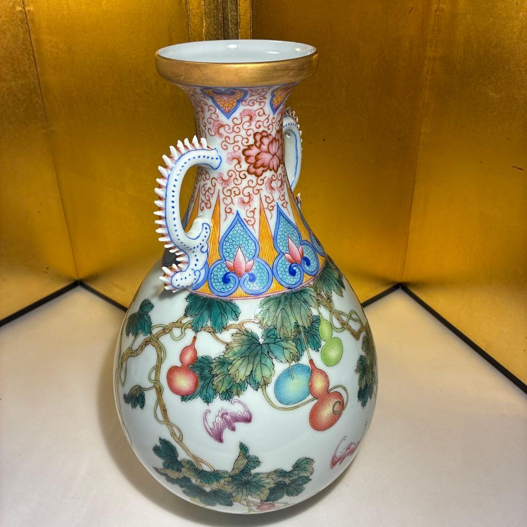 アンティーク　大清乾隆年製　福禄万代　花瓶