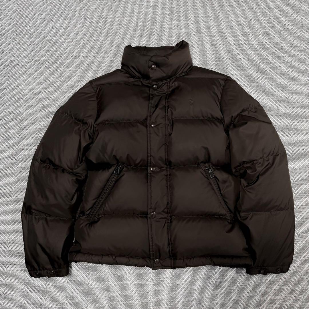 美品 希少 ポロバイラルフローレン 肉厚 ダウンジャケット ブラウン フード M