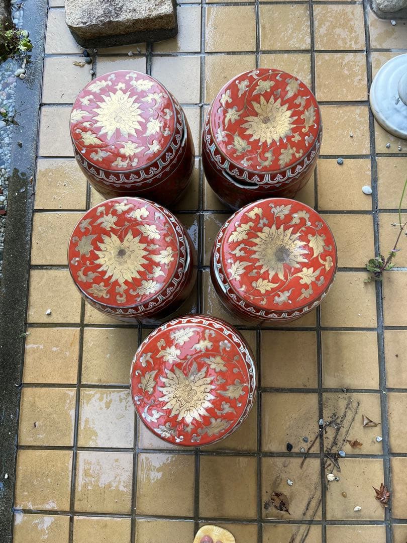 超希少　有田焼　高峰作　陶器製　庭椅子　アンティーク