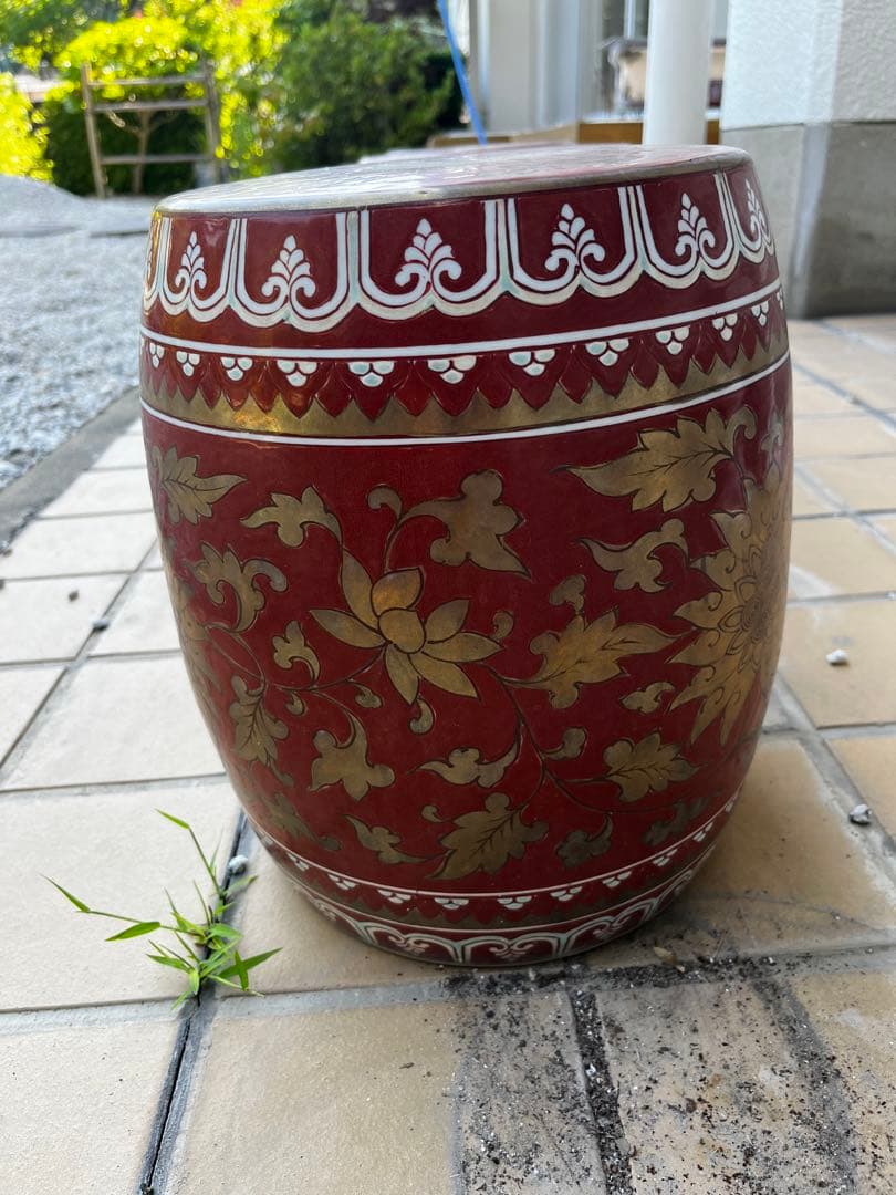 超希少　有田焼　高峰作　陶器製　庭椅子　アンティーク