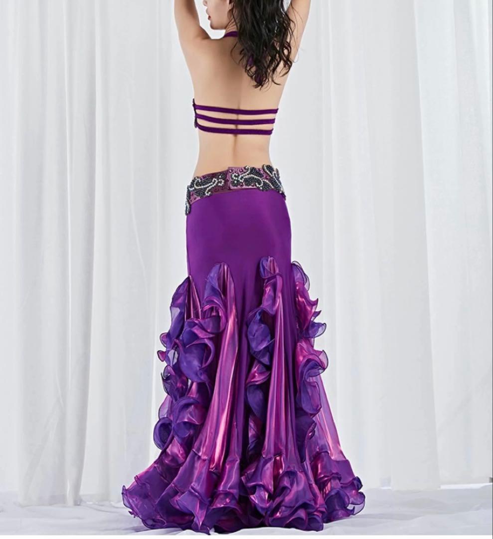 衣装　ベリーダンス セットアップ　Ｌサイズ　パープル