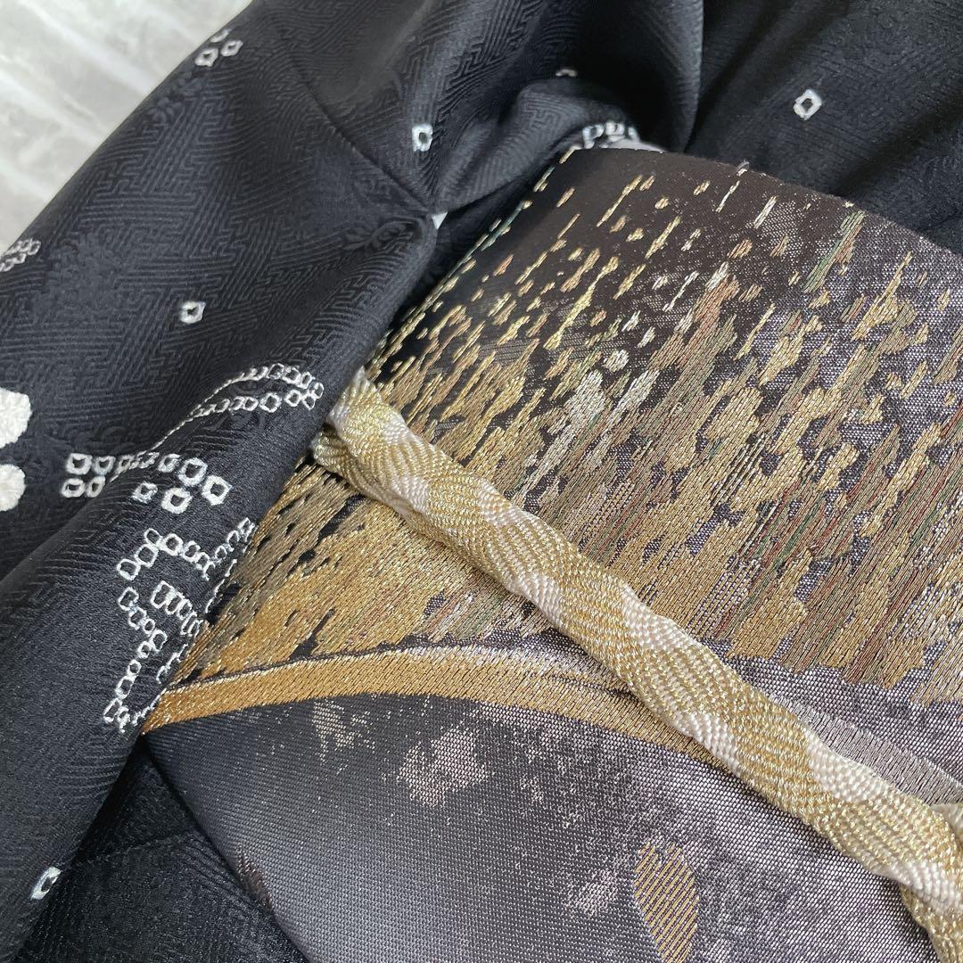 訪問着　フルセット　さくら　絞り　黒地　シックな雰囲気　入学式　卒業式　l2