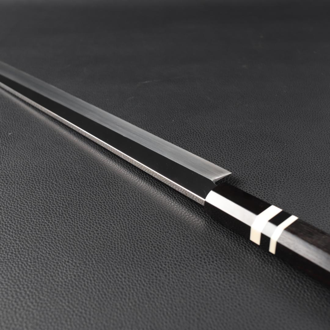 10864柳刃包丁 尺三 鏡面仕上げ 刃は究極の切れ味 黒檀黒水牛白三本巻八角柄