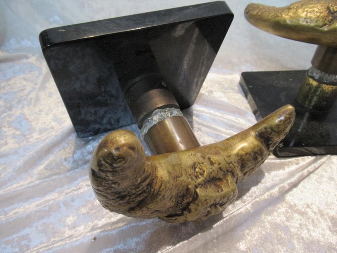 ドアノブ　作家物　真鍮　クロワッサン型　2個セット