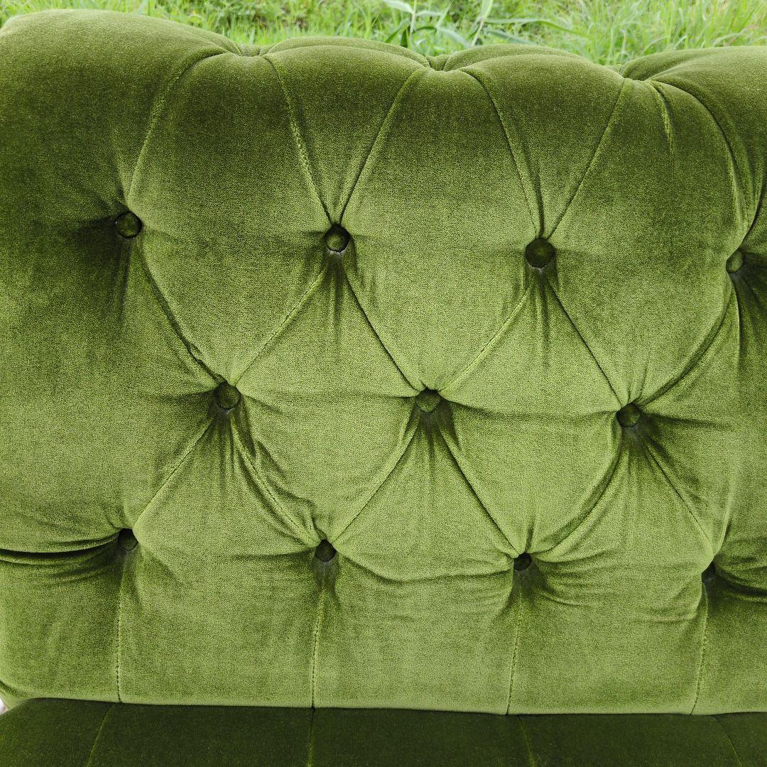 昭和レトロ オールド カリモク グリーン モケット 1人掛け ソファ④ベルベット