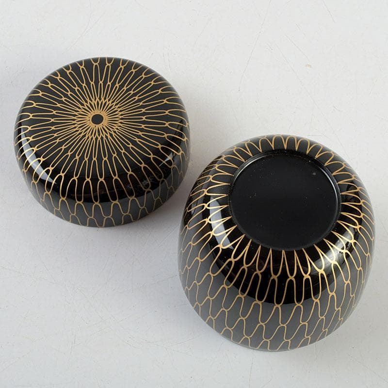 茶道具　蒔絵師　中川秀甫作　網目蒔絵　中棗　共箱　V　9347