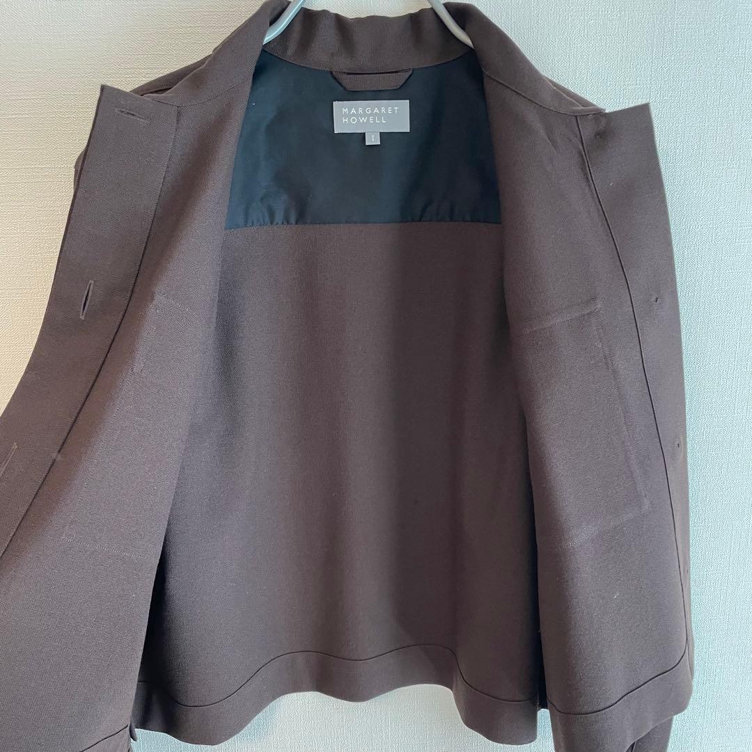 MARGARET HOWELL ウールシャツアウター サイズ1 ダークブラウン