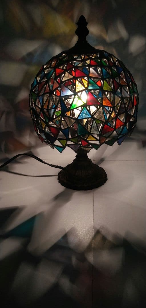 ステンドグラスランプステンドガラス2重シェードテーブルランプベッドサイドランプ