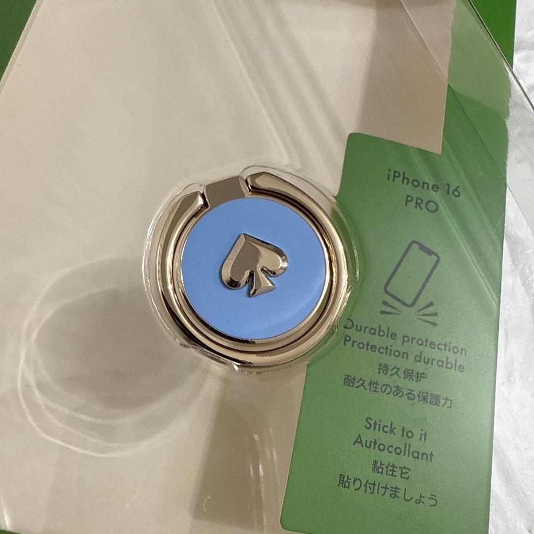 新品kate spade⭐️iPhone16 PRO リング付きスマホケース 青花