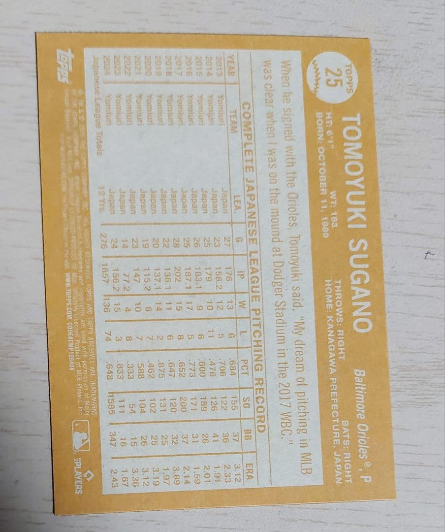 【希少】Topps 2025 菅野智之 RC 50シリカード＋2枚セット