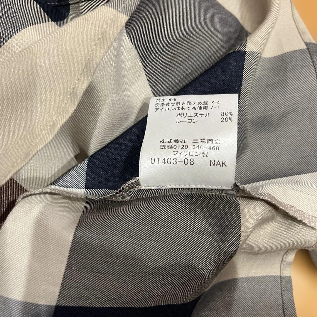 ブルーレーベルクレストブリッジ チェック柄バンドカラーブラウス38