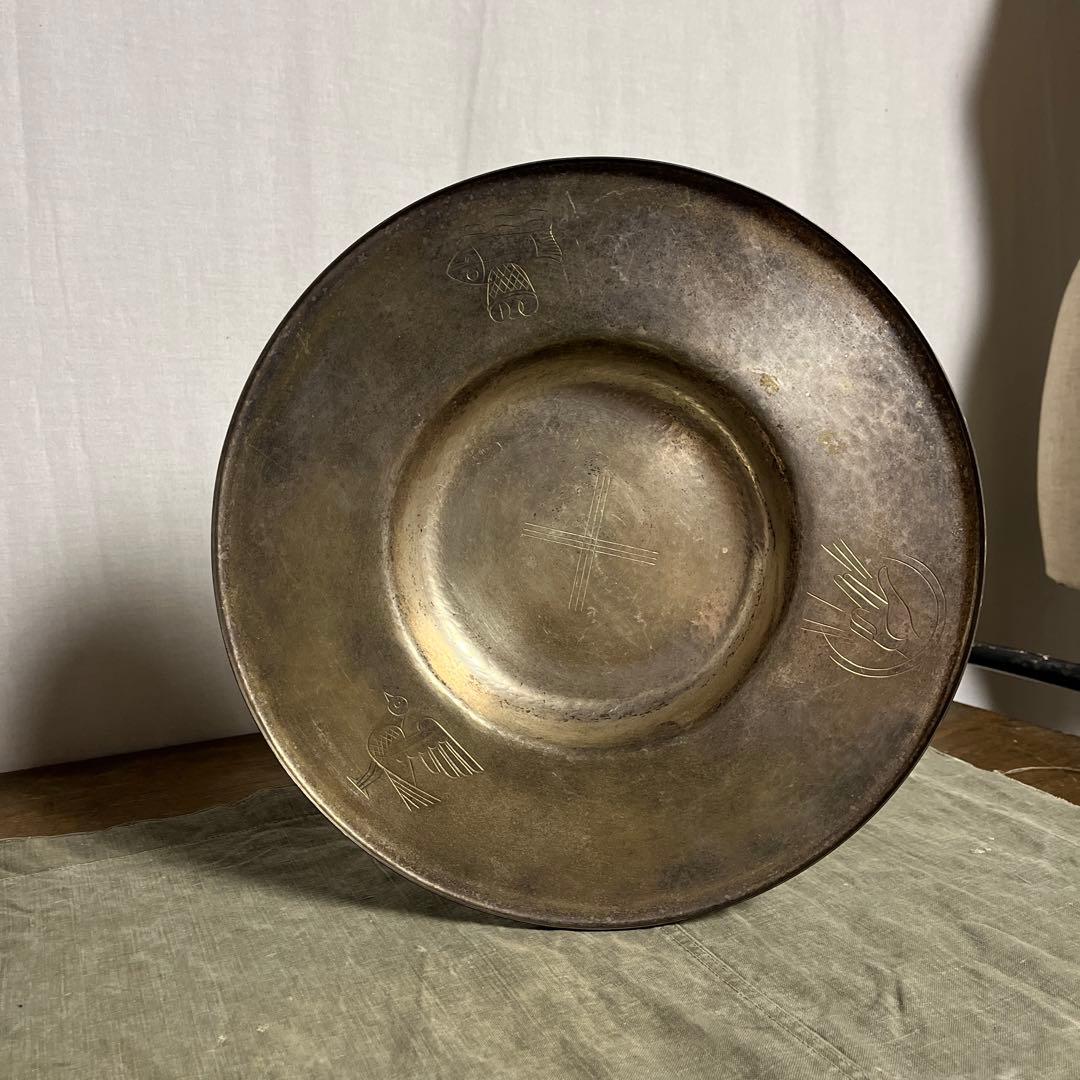 古雑貨ビンテージ品◾️ヨーロッパ雑貨 金属製 大きめのプレート ディスプレイ 小物