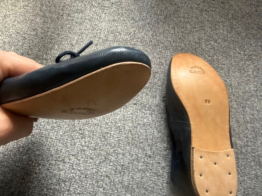 ポルセリ38 ネイビー　PORSELLI バレエシューズ　未使用