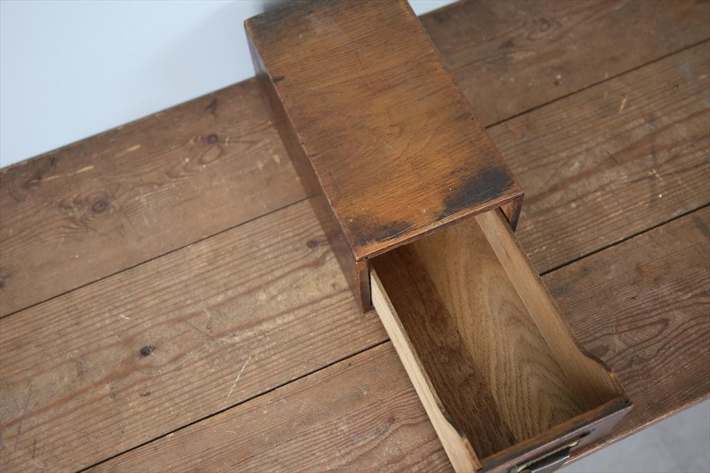 英国アンティーク木製ファイリングドロワー/引出収納/小物入れボックス(70-9)