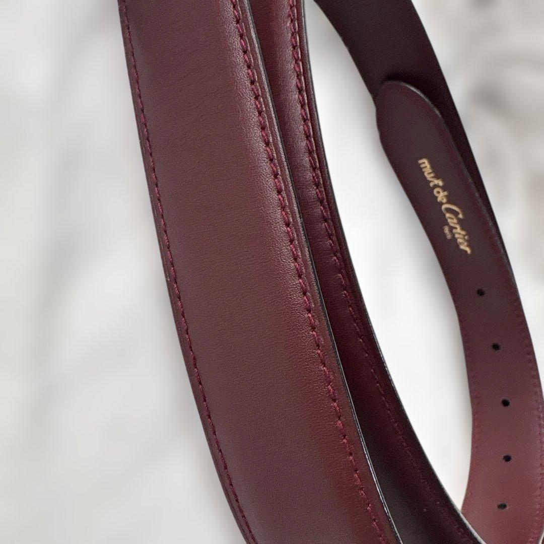 Cartier バーガンディ レザー ベルト