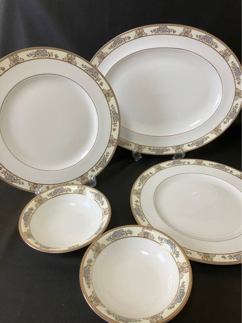 ウェッジウッド クリブデン 黒壺 オーバル ディナー プレート ボウル 5点