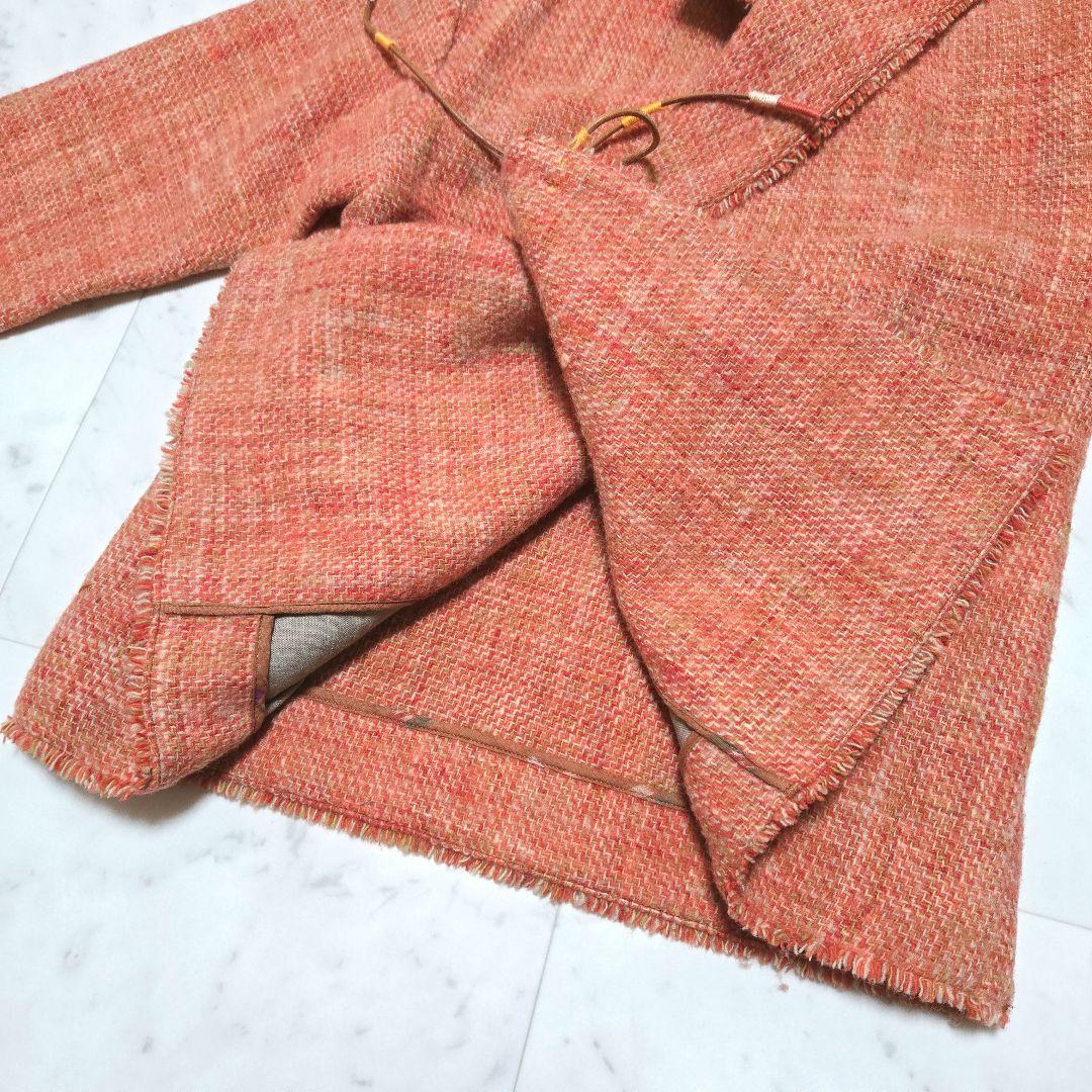 【希少】45R Badou-R ツイードジャケット ウール 革紐 フリンジ