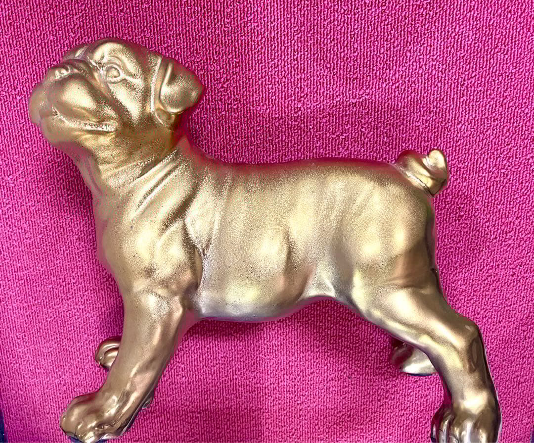 犬の置物 ゴールド/ 犬 オブジェ パグ 金色 インテリア 仔犬 dog