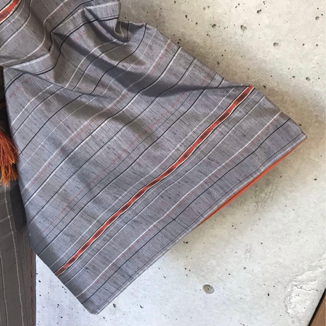 【ますいわ屋】正絹　縞柄の紬お着物　袷